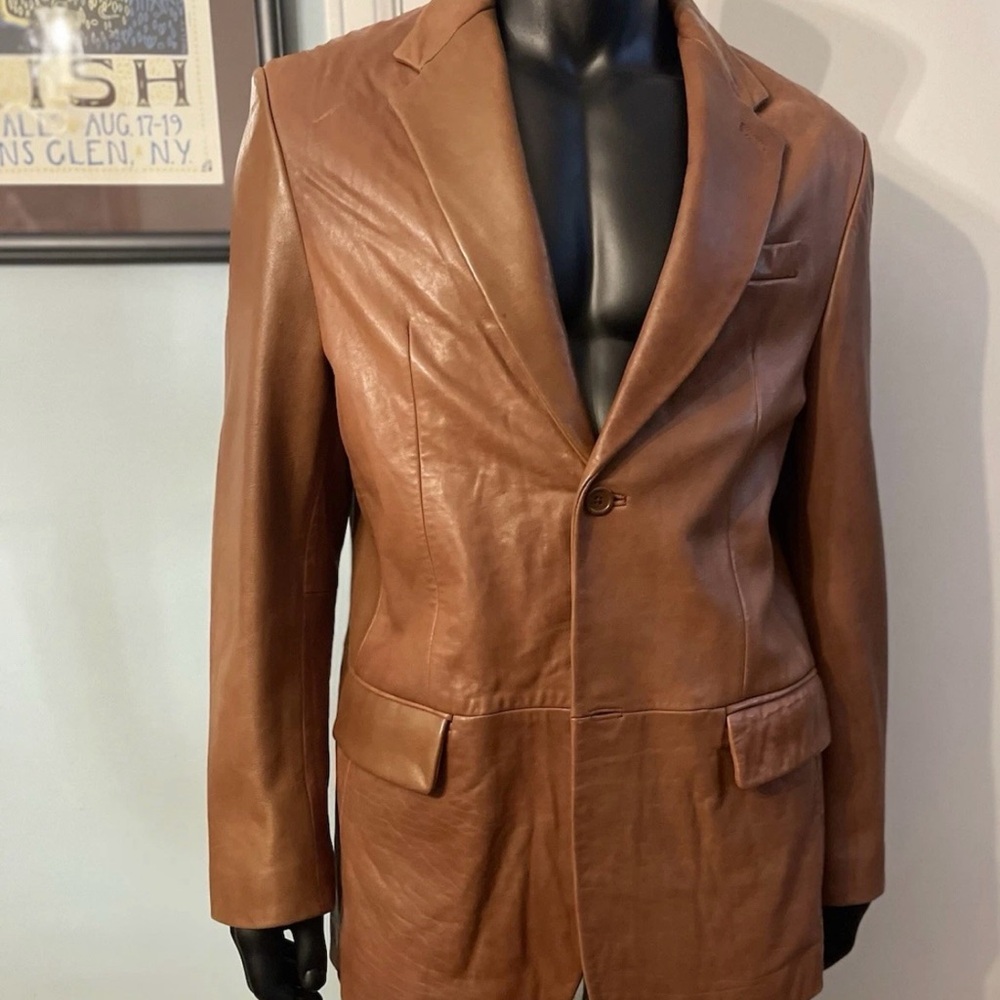 Banana Republic Men’s Leather Sport Coat Blazer 46R Chestnut Brown